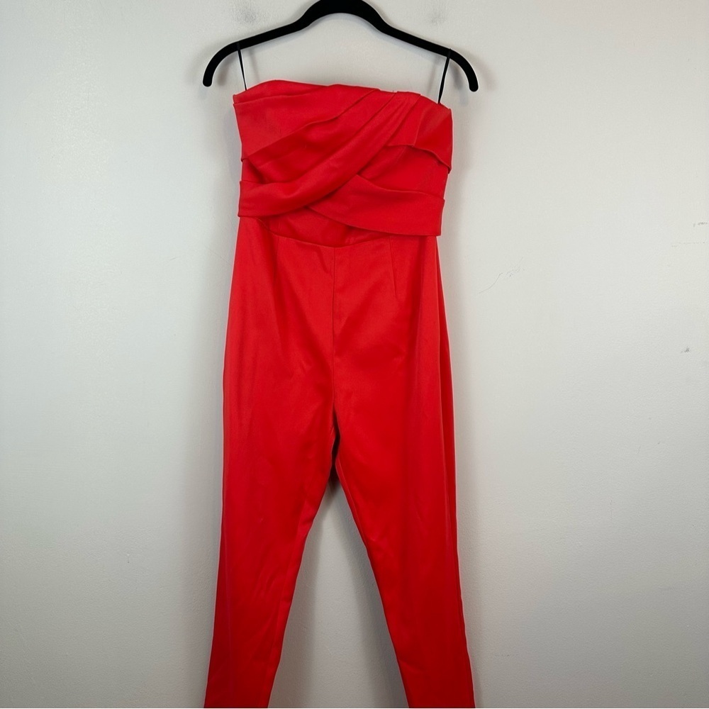 Rachel Rachel Roy | Red Strapless Jumpsuit Ruched Bodice Size 2